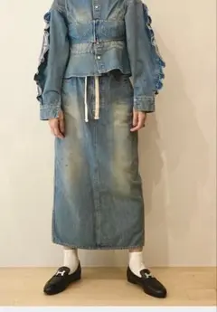 HOLIDAY PAINT DENIM DRAWSTRINGS SKIRT
