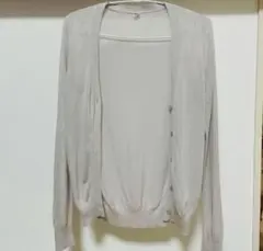 UNIQLOユニクロ ライトVネックカーディガンシアー素材 ライトグレー　M