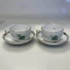 ヘレンド（HEREND）アポニー・グリーン カップ＆ソーサー ペア 704