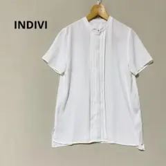 INDIVI インディヴィ　半袖ブラウス　バンドカラー　34 小さいサイズのサムネイル
