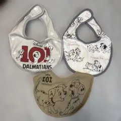 【値下げ】【美品】ディズニー 101匹わんちゃん スタイ3枚セット
