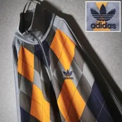 デザイン最高★adidas アーガイル トラックジャケット 刺繍 希少XL