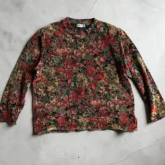 Y2K archive ベロア 総柄 花柄ニット 長袖 L CREDÔLEのサムネイル
