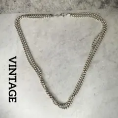 VINTAGE ヴィンテージ　シルバー925 3連ボールチェーンネックレスのサムネイル