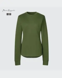 【タグ付新品】マメクロゴウチ　 ヒートテックウールブレンドクルーネックオリーブＬ