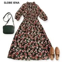 SLOBE IENA スローブイエナ 花柄 ロングワンピース マキシ丈 総柄 茶のサムネイル