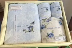 【新品　未使用】LAURA ASHLEY タオルセット 水色 花柄