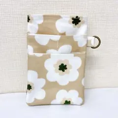 【人気】ラミネート生地☆ナースポケット☆オーガナイザー☆花柄♪ベージュ