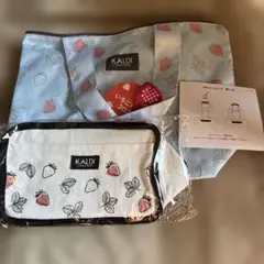 【新品未使用】KALDI 2026いちごバッグ　保冷バッグ　エコバッグ　2点