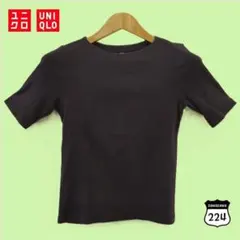 値下 ユニクロ リブボートネック 五分袖 M 202-1729