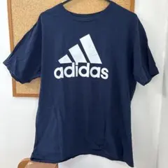 アディダス　adidas ロゴ　Tシャツ　ネイビー　古着　トップス