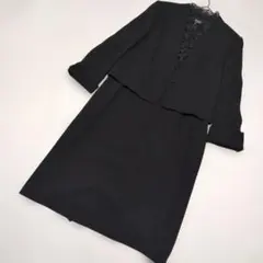 東京イギン/ブラックフォーマル/ワンピーススーツ/15号/日本製/美品/フリル