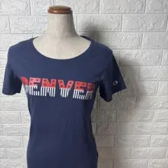 Champion プリント Tシャツ ネイビー　Lサイズ【366】