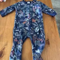 プチバトー ロンパース パリ柄 ネイビー