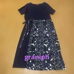 graniph 花柄 ワンピース ブルー