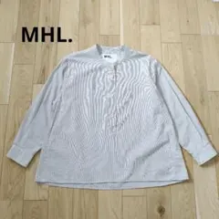 MHL. 23SS ノーカラーシャツ ストライプ 長袖 Ⅱ