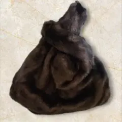 【美品】ダークグレー ファー ハンドバッグ