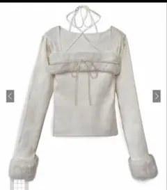 GRL ファーホルターネックリボンニットトップス[ru1387]