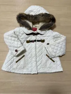 【Moujonjon】 コート 100 白　フード付き　猫モチーフ