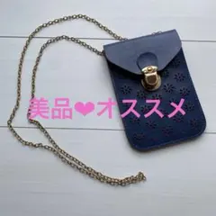 ショルダーバッグ ポシェット　ネイビー　スマホショルダー