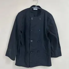 ブラックシェフコート 長袖 ダブルブレスト　黒　シンプル　クール