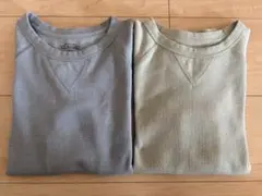 ラグランスリーブ　長袖カットソー 2色セット グリーン　ライトブルー　140