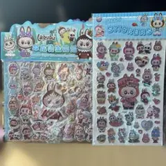 Labubu 大きめダブルレイヤー スタンピングステッカーセット