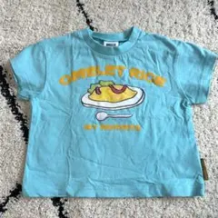 新品 breeze ブリーズ 半袖 Tシャツ 食べ物 ブルー オムライス 80