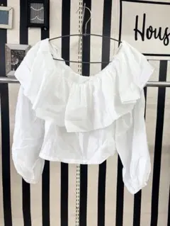 SHEIN DAZY クロップドバルーン袖ホワイトブラウス　M