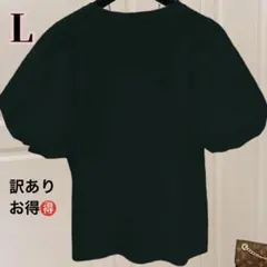 半袖Tシャツ パフスリーブ バルーン袖 カットソー　無地 黒　ブラウス　夏　新品