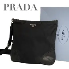 【美品】プラダ　ナイロン　レザー　三角ロゴ　ショルダーバッグ　黒　5129