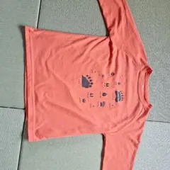 mont-bell　オレンジ 長袖 Tシャツ 150 足跡プリント