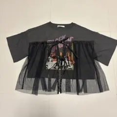 【Cleome 】半袖 Tシャツ ブラックチュール レイヤード