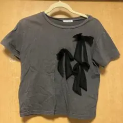 OLIVE des OLIVE 半袖Tシャツ リボン装飾 グレーのサムネイル