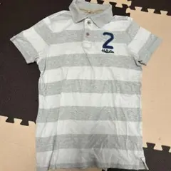 Hollister ポロシャツ グレーとホワイトストライプのサムネイル