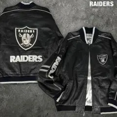 NFL レイダース XL レザージャケット スタジャン 黒 刺繍 RAIDERS