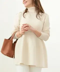 Liala×PG ホールガーメント タートル ペプラム ニット