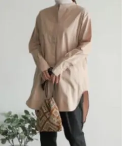 アーバンリサーチドアーズ バックギャザードレスシャツチュニック モカ