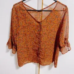 花柄ブラウス　AZUL 半袖ブラウス 半袖 シャツ