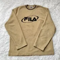 フィラ フリース ロゴ刺繍 ベージュ 太アーム Lサイズ