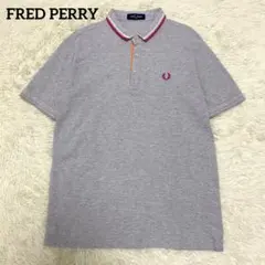 美品　FRED PERRY ポロシャツ グレー L ロゴ刺繍　ピンク