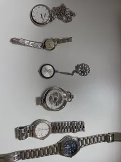ヴィンテージ6点まとめ懐中時計 SEIKO ALBA SILVER刻印稼働品含む