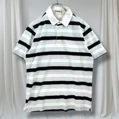 マックレガー ポロシャツ ボーダー 半袖 L 春夏 メンズ 白黒ボーダー鹿の子