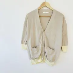 【アーバンリサーチドアーズ】綿100%Vネックニットカーディガン　バイカラー