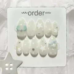 【オーダー専用ページ】 ネイルチップ つけ爪 韓国 ドット 星 ウィッシュコア