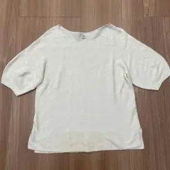 ユニクロ　3Dコットンクルーネックセーター（5分袖）M　オフホワイト