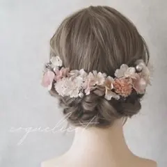 桜とマム 髪飾り ピンク ／卒業式 入学式 成人式 結婚式 ヘッドパーツ52