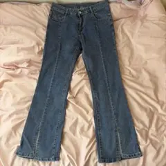 ブーツカットデニム スリット入り デニムブルー フレアのサムネイル
