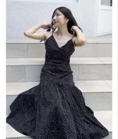 マーキュリーデュオ 黒ドット柄キャミワンピース Mサイズ