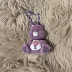 ケアベア フロッキーフィギュアマスコット2 パープル 紫 かわいい キーホルダー
